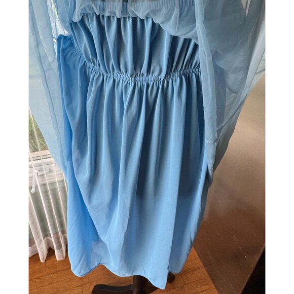 Vintage 1960s nightgown, powder blue short negligee, trapeze swing nightie - Picture 7 of 10
